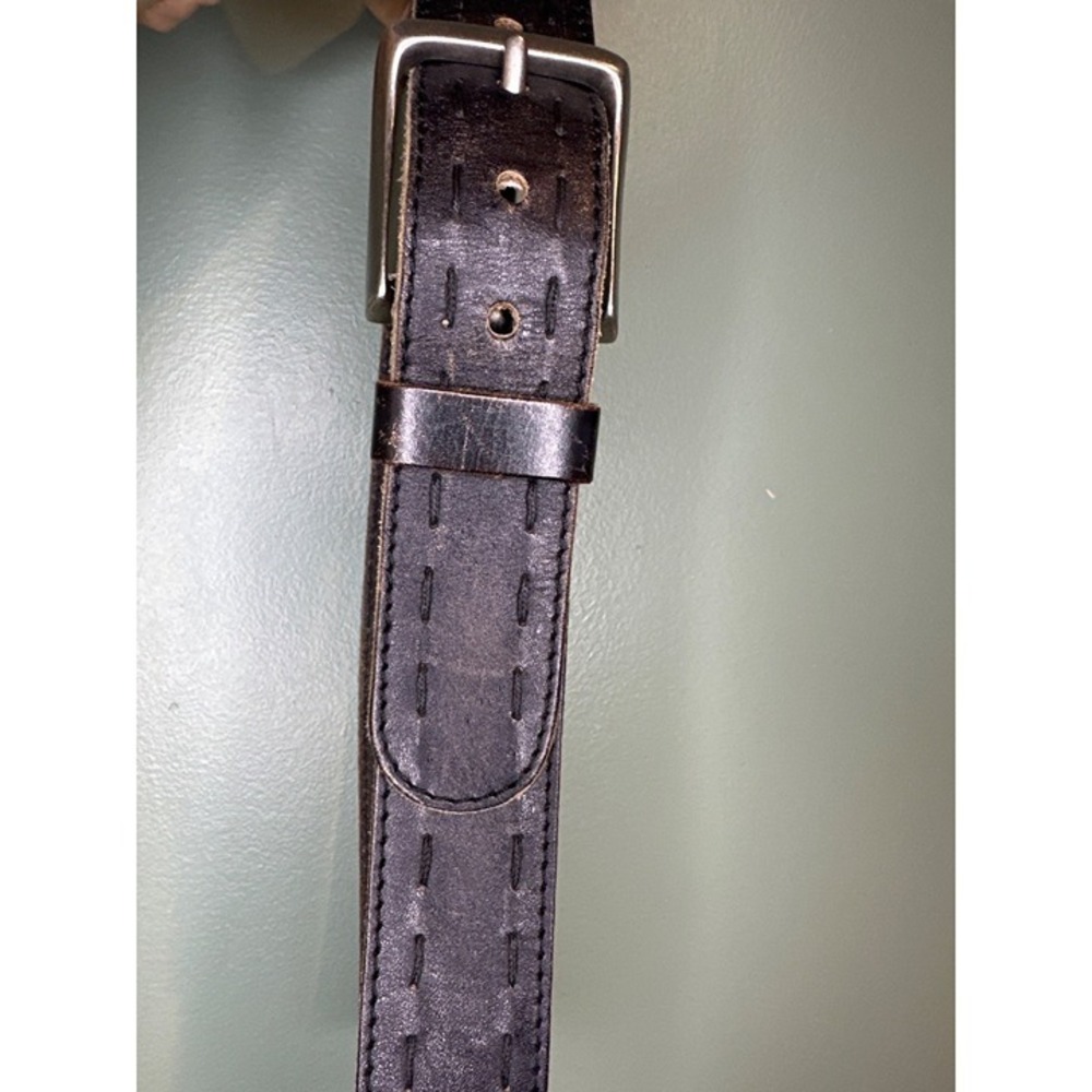 Wilsons Leather Mens Belt Black Stitched Leather Silver Buckle Size S 30134-01
